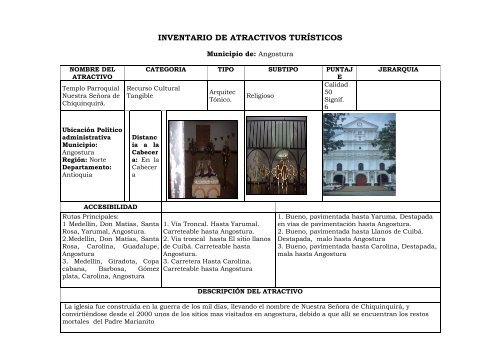 INVENTARIO DE ATRACTIVOS TURÃSTICOS - Angostura