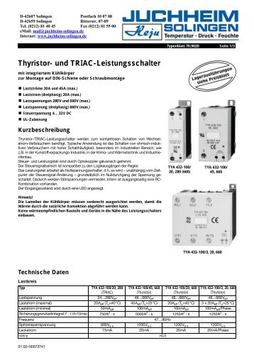 Thyristor- und TRIAC-Leistungsschalter - Juchheim Solingen