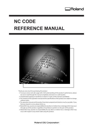 MODELA ProII NC Code Reference Manual - Roland DG