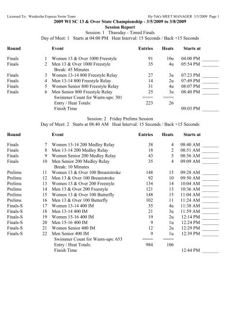 2009 WI SC 13 & Over State Championship - 3/5/2009 to 3/8/2009 ...