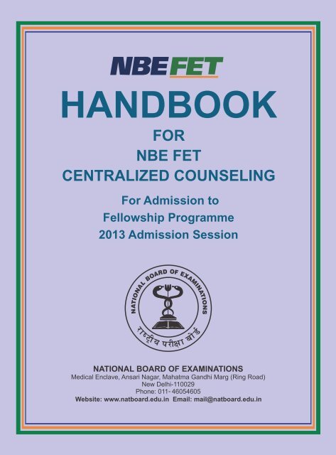 to download the Handbook for NBE FET Centralized Counseling