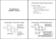 Foundations of Dataflow Analysis Terminology: Control-Flow Graph ...