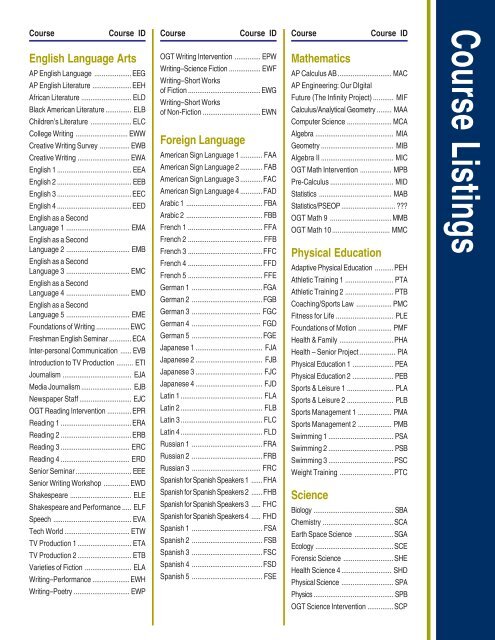 High School Course Catalog - Cleveland Metropolitan School District