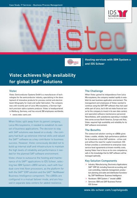 Vistec achieves high availability for global SAP ... - IDS Scheer AG