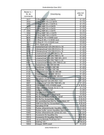 Onderdelenlijst Oase 2012 Bestel nr. / Nr. de commande ...