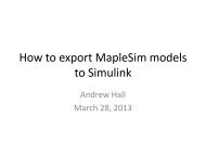 How to export MapleSim models to Simulink