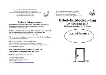 Bibel-Entdecker-Tag - Ev.-Luth. Bugenhagengemeinde Nettelnburg