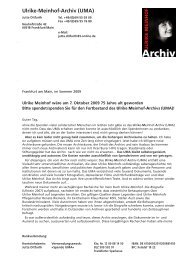 Spendenbrief Ulrike-Meinhof-Archiv (UMA) - Jutta Ditfurth