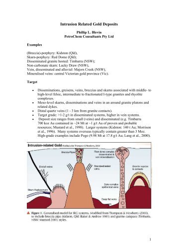 Intrusion Related Gold Deposits - Geoscience Australia