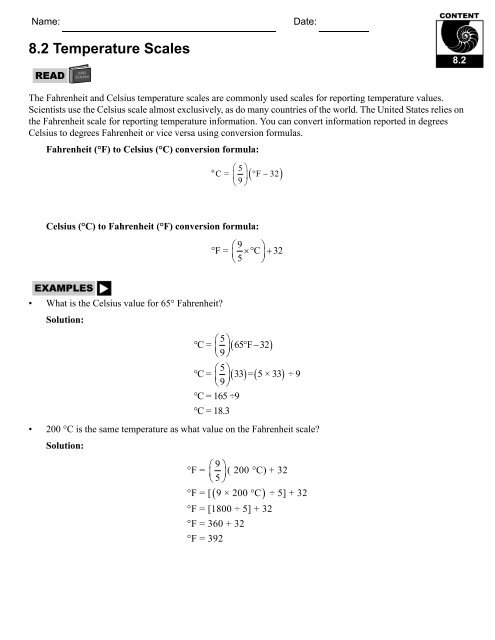 8.2 Temperature Scales - CPO Science