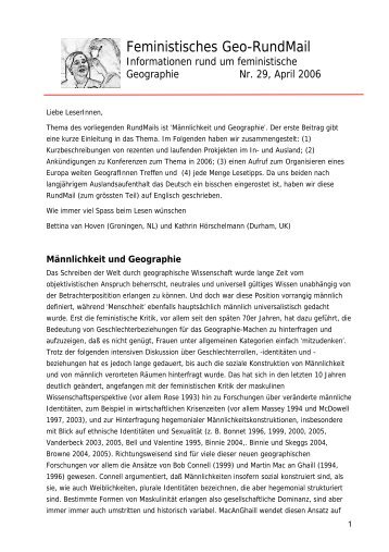 Feministisches Geo-RundMail - AK Geographie und Geschlecht