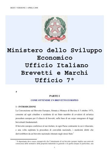 Guida ministeriale per il deposito di brevetti europei - Camera di ...