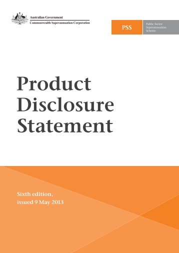 Product Disclosure Statement - PSS