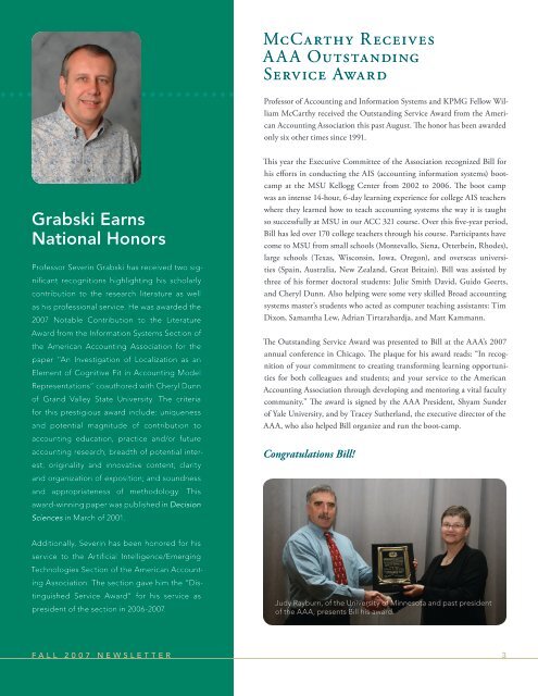 Fall 2007 Newsletter (PDF) - Department of Accounting ...