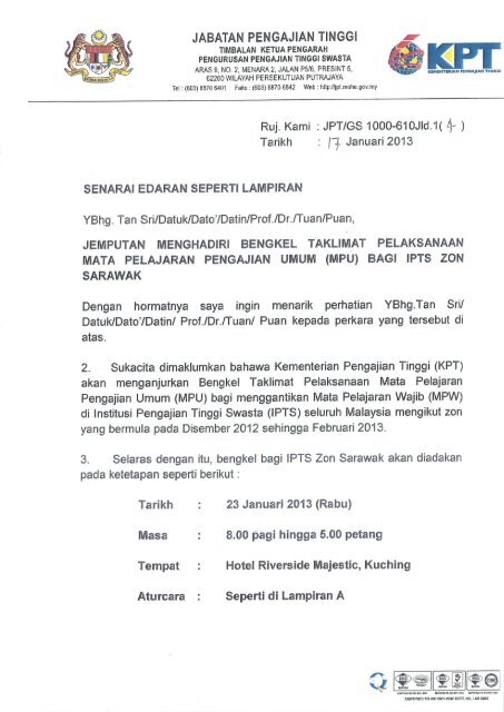 JABATAN PENGAJIAN TINGGI TIMBALAN KETUA PENGARAH ...