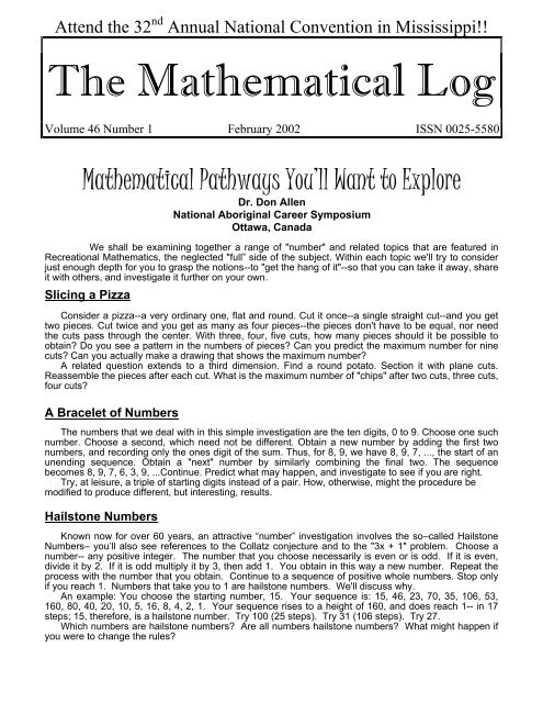 February 2002 - Mu Alpha Theta