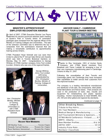 August 2007 - CTMA: The Canadian Tooling and Machining ...