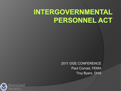 Breakout 62 Ethics Officials and IPAs IPA Presentation 2011OGE ...