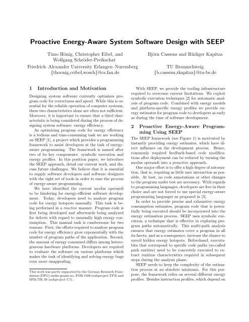 Proactive Energy-Aware System Software Design with SEEP - CS 4