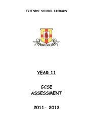 YEAR 11 GCSE ASSESSMENT 2011- 2013 - Friends' School Lisburn