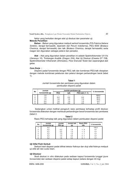 Peningkatan Laju Disolusi Furosemida Melalui Pembentukan ...