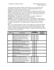 Requirements Compliance Matrix LWSSET-SPEC-0001 REV A ...