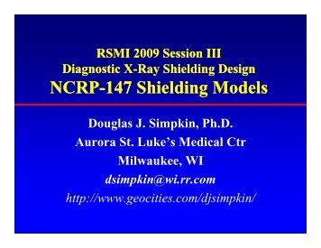 NCRP-147 Shielding Models 147 Shielding Models - Radiation ...