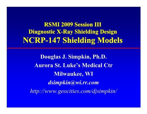 NCRP-147 Shielding Models 147 Shielding Models - Radiation ...