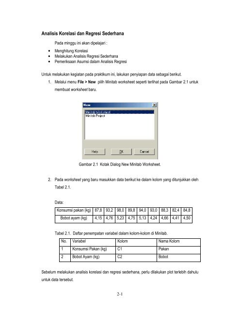 Analisis Korelasi dan Regresi Sederhana