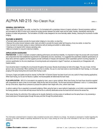 TB Alpha Flux NR215 - The Solder Connection