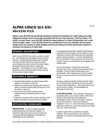 alpha lonco sls 65c no-clean flux - The Solder Connection