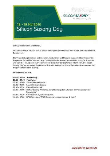 Einladung Silicon Saxony Day/Forum Software Saxony