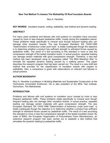 New Test Method To Assess The Walkability Of Roof Insulation Boards