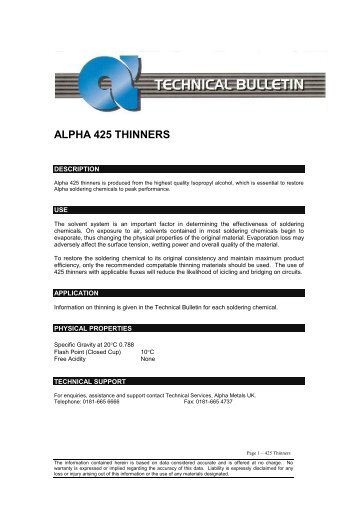 ALPHA THINNERS - The Solder Connection