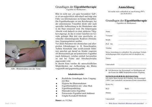 Eigenbluttherapie - GDT Heilpraktikerschule Siegburg