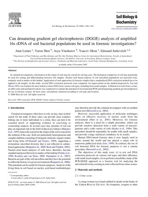 Can denaturing gradient gel electrophoresis (DGGE) analysis of ...