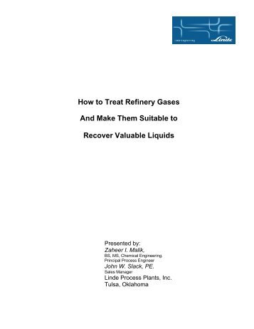 Treating Refinery Gases - Linde Process Plants, Inc.