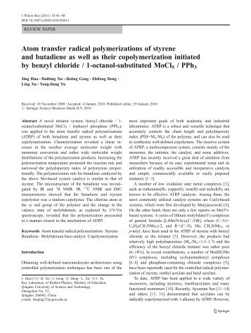 Atom transfer radical polymerizations of styrene and butadiene as ...