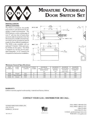 miniature overhead door switch set - Elvey Security Technology