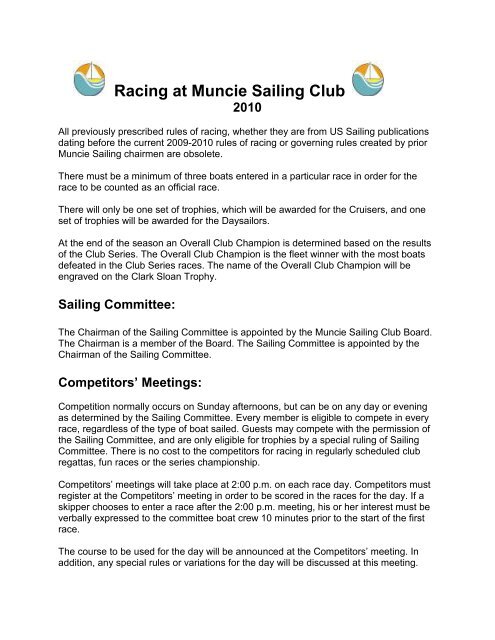 Basic Racing Rules of the Club Race Series