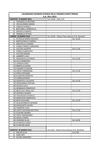 calendario esonero scienza delle finanze (parte ... - Docente.unicas.it