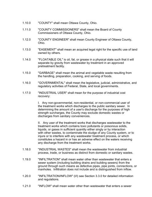 ottawa county sewer district wastewater rules and regulations for ...