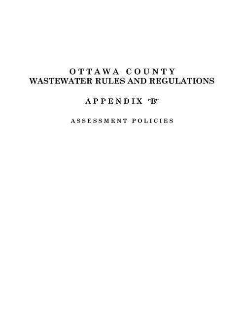 ottawa county sewer district wastewater rules and regulations for ...