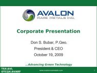 Corporate Presentation - Avalon Rare Metals