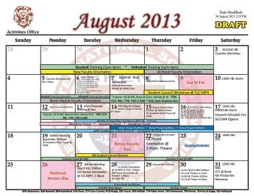 Activities Calendar - Brent International School Manila