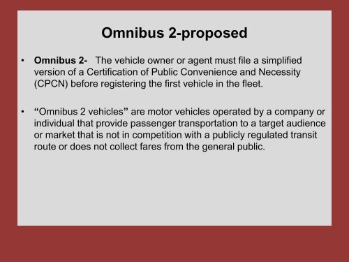 Omnibus 2 - New Jersey Council on Special Transportation