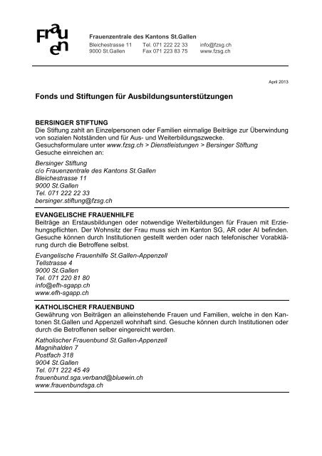 Liste - Frauenzentrale