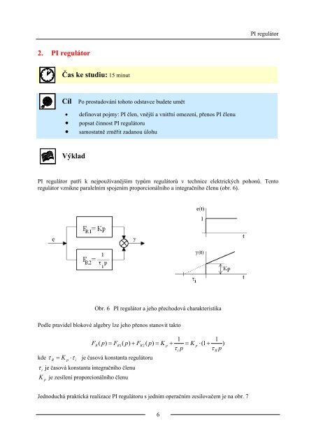 2. PI regulÃ¡tor Äas ke studiu: 15 minut VÃ½klad