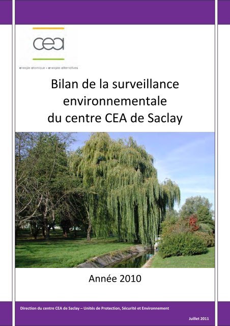 Bilan de la surveillance environnementale du centre CEA de Saclay