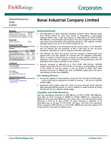 Bonai Industrial Company Limited - India Ratings